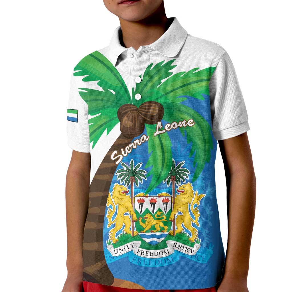 Personalised Sierra Leone Kid Polo Shirt Coat Of Arms With Flag Map - Wonder Print Shop