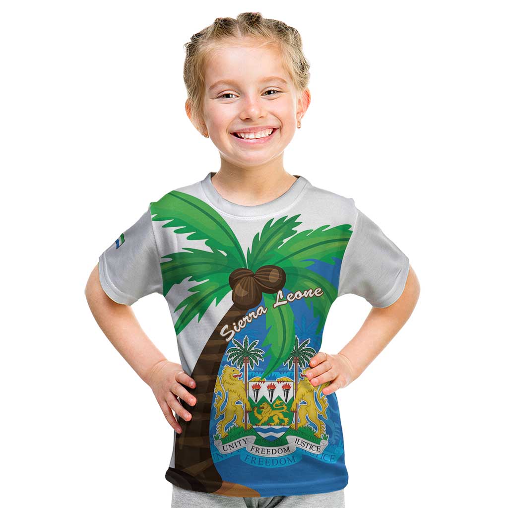 Personalised Sierra Leone Kid T Shirt Coat Of Arms With Flag Map - Wonder Print Shop