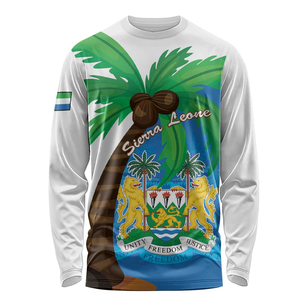 Personalised Sierra Leone Long Sleeve Shirt Coat Of Arms With Flag Map - Wonder Print Shop