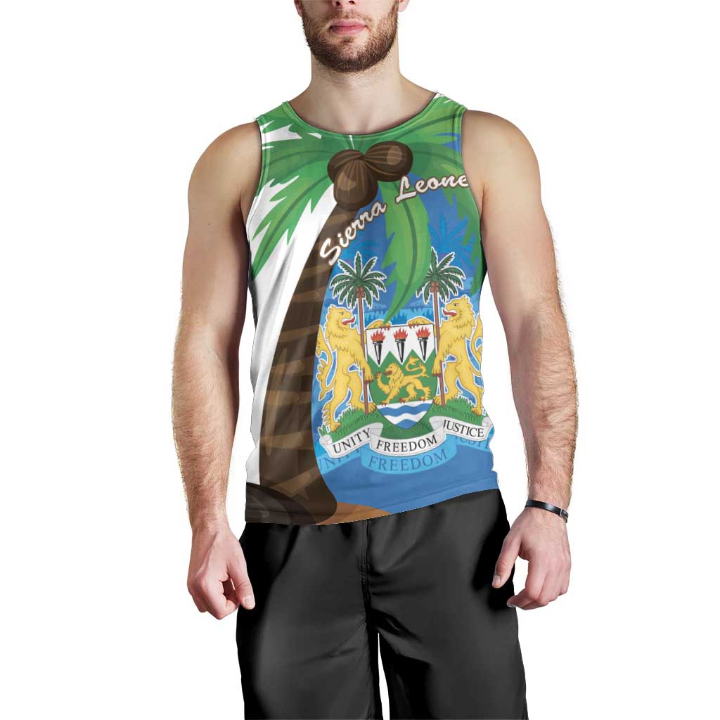 Personalised Sierra Leone Men Tank Top Coat Of Arms With Flag Map - Wonder Print Shop