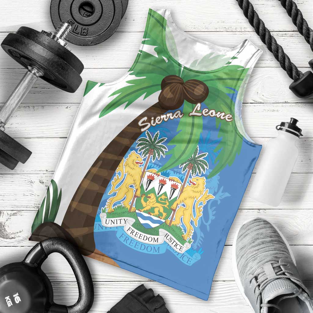 Personalised Sierra Leone Men Tank Top Coat Of Arms With Flag Map - Wonder Print Shop