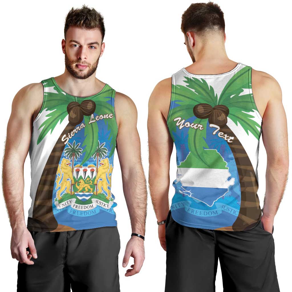 Personalised Sierra Leone Men Tank Top Coat Of Arms With Flag Map - Wonder Print Shop