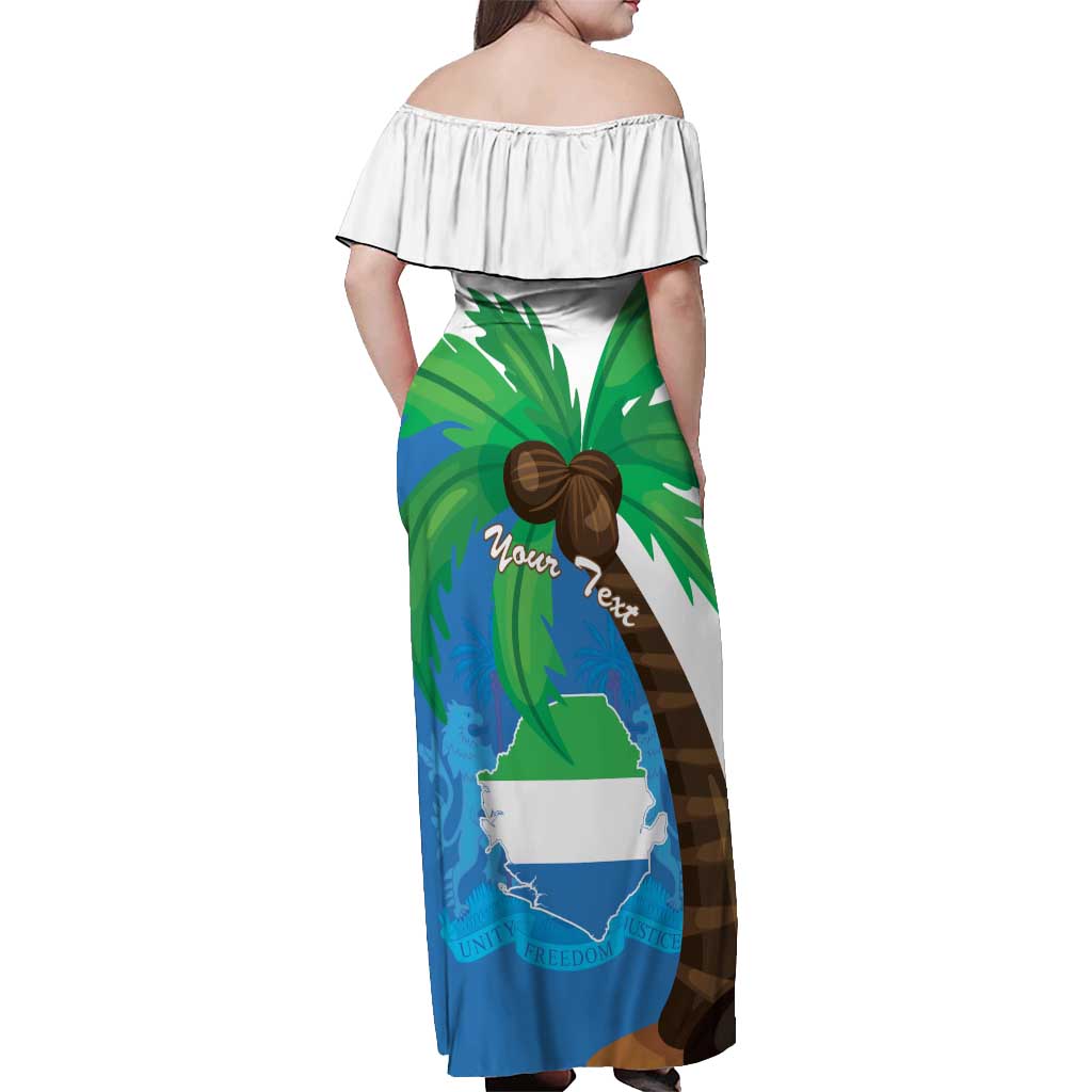 Personalised Sierra Leone Off Shoulder Maxi Dress Coat Of Arms With Flag Map - Wonder Print Shop