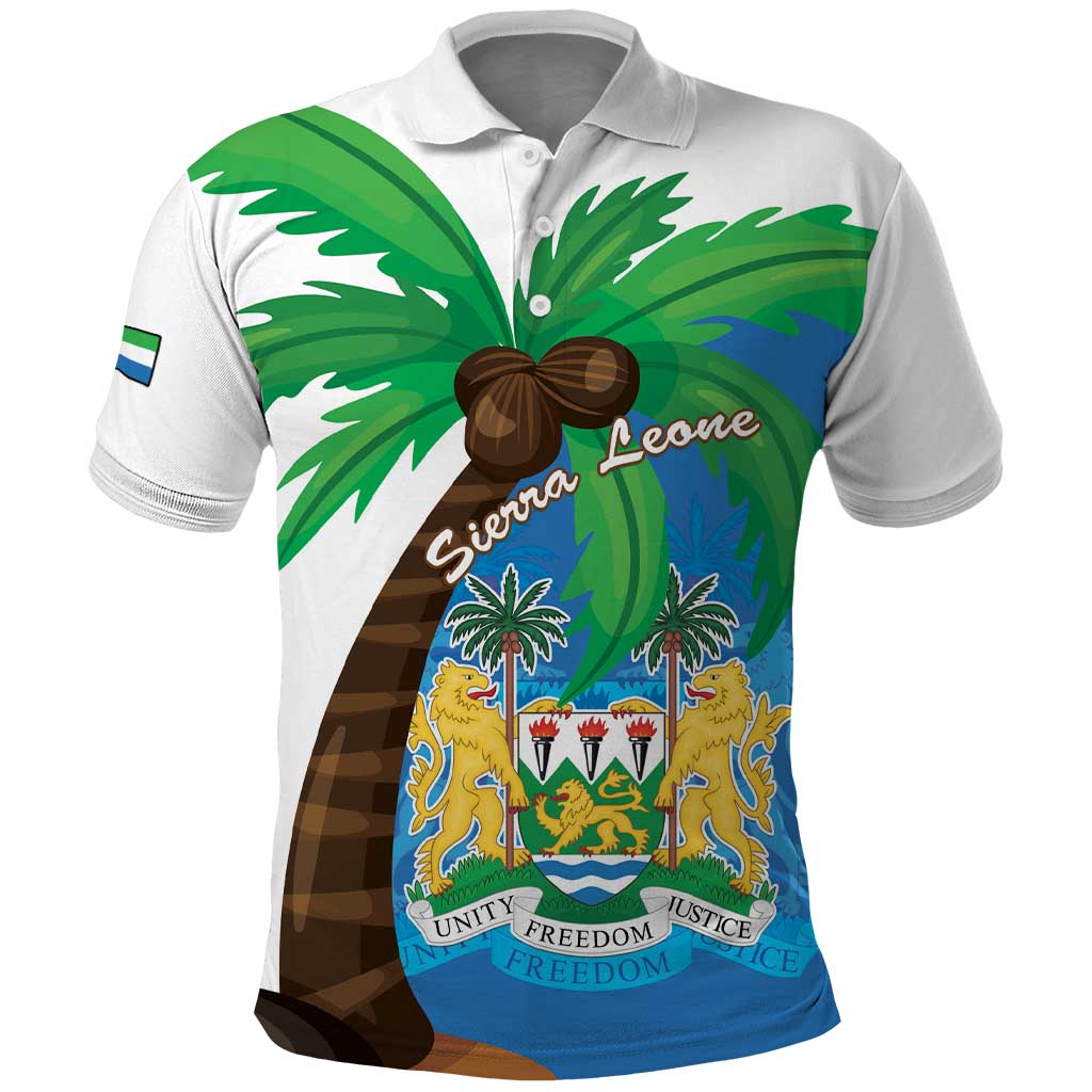 Personalised Sierra Leone Polo Shirt Coat Of Arms With Flag Map - Wonder Print Shop