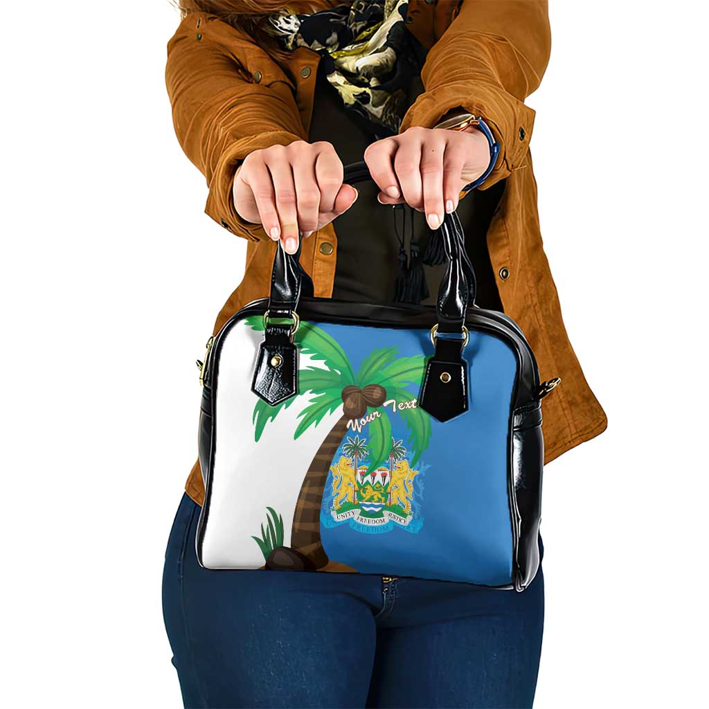 Personalised Sierra Leone Shoulder Handbag Coat Of Arms With Flag Map
