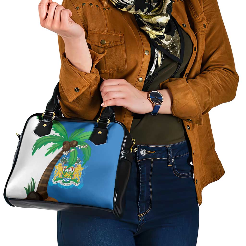 Personalised Sierra Leone Shoulder Handbag Coat Of Arms With Flag Map