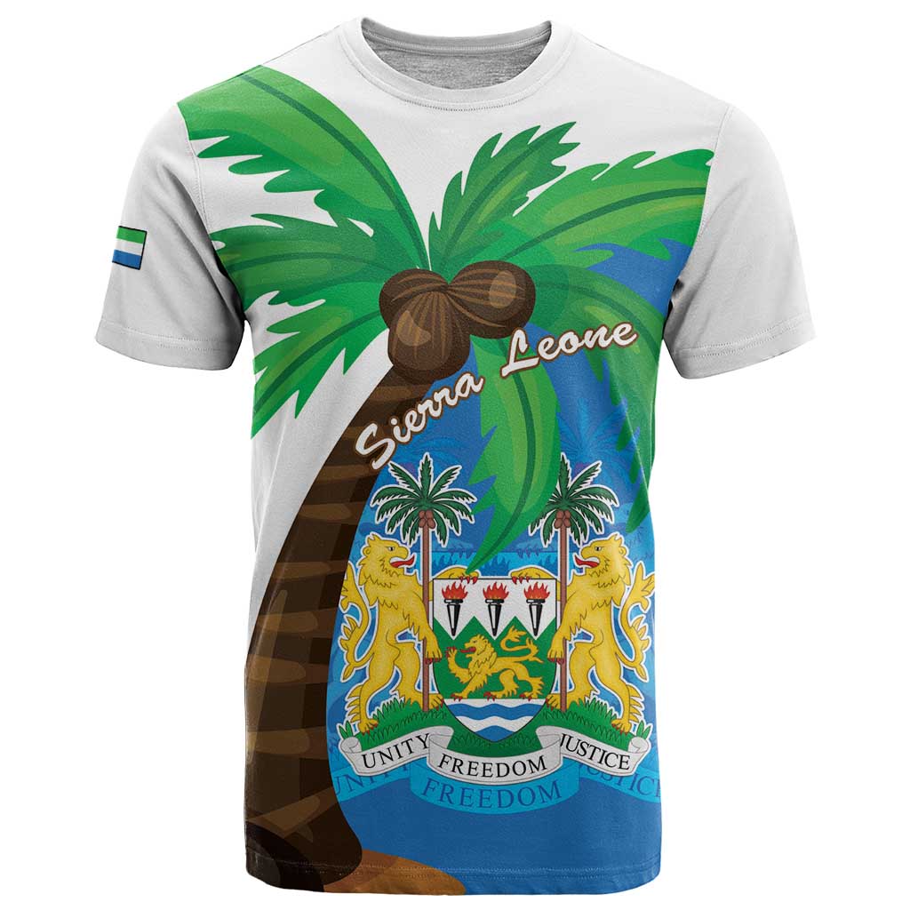 Personalised Sierra Leone T Shirt Coat Of Arms With Flag Map - Wonder Print Shop