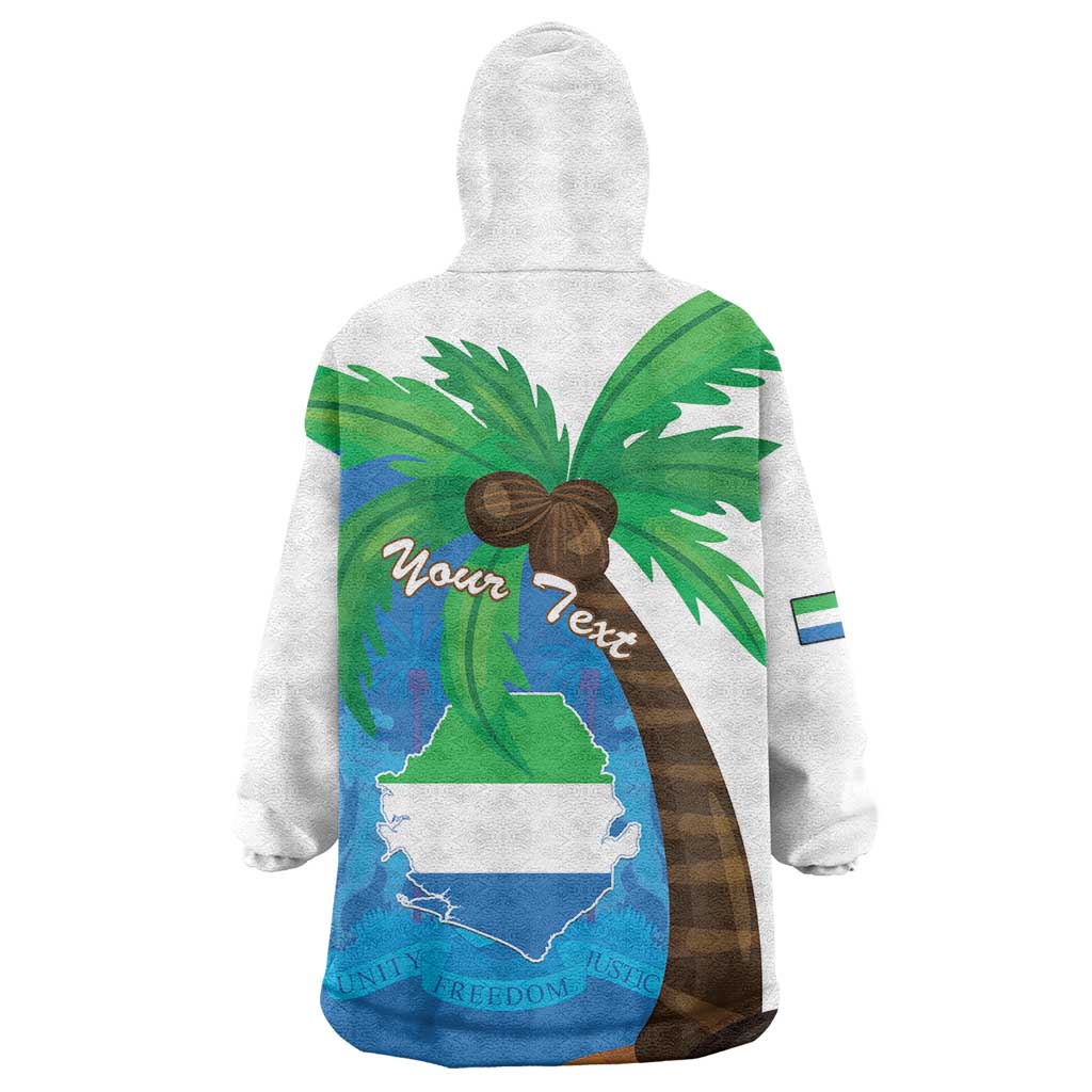 Personalised Sierra Leone Wearable Blanket Hoodie Coat Of Arms With Flag Map - Wonder Print Shop