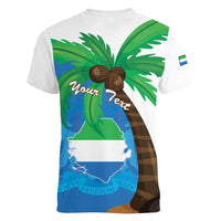 Personalised Sierra Leone Women V-Neck T-Shirt Coat Of Arms With Flag Map - Wonder Print Shop