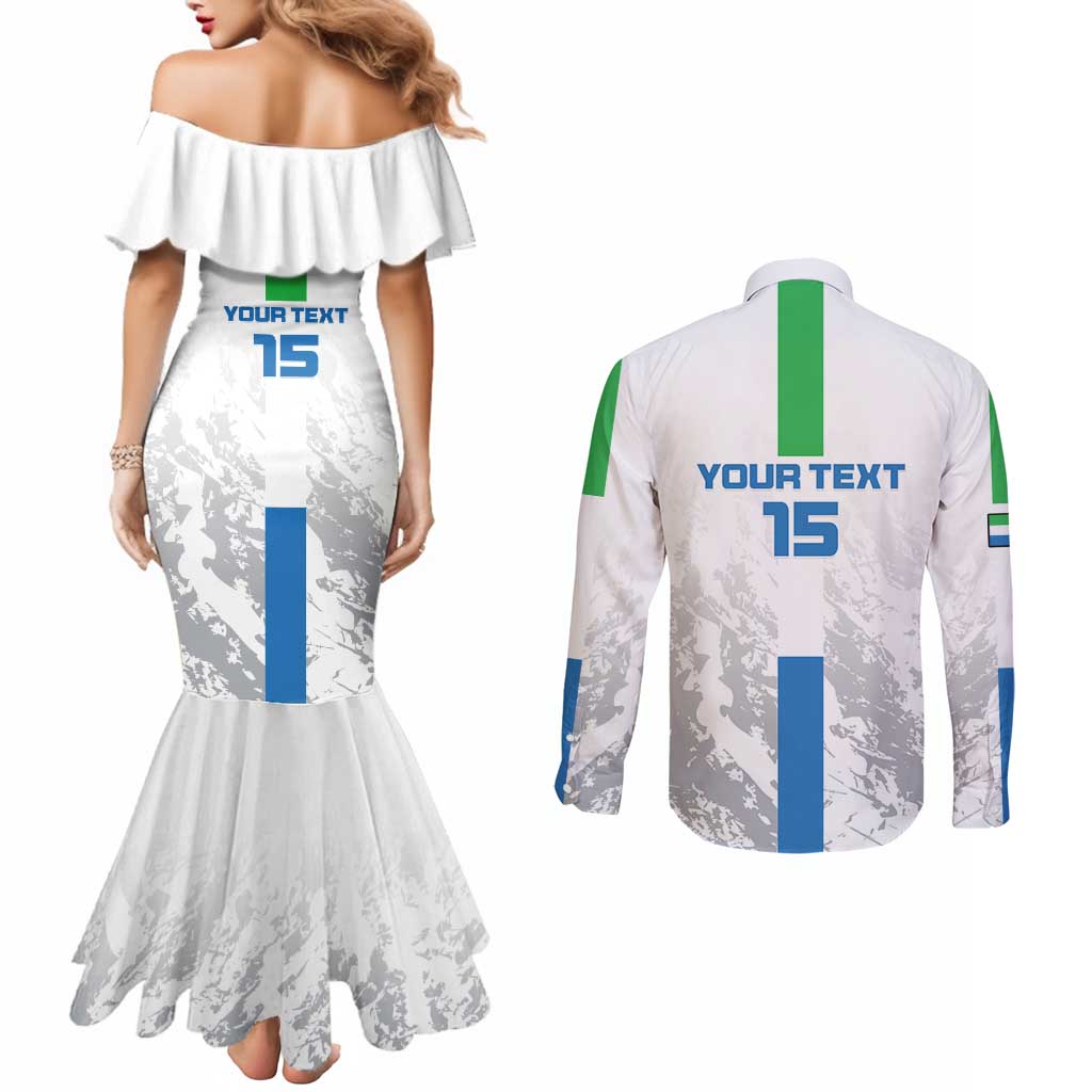 Custom Sierra Leone Football Couples Matching Mermaid Dress and Long Sleeve Button Shirt Go Leone Stars