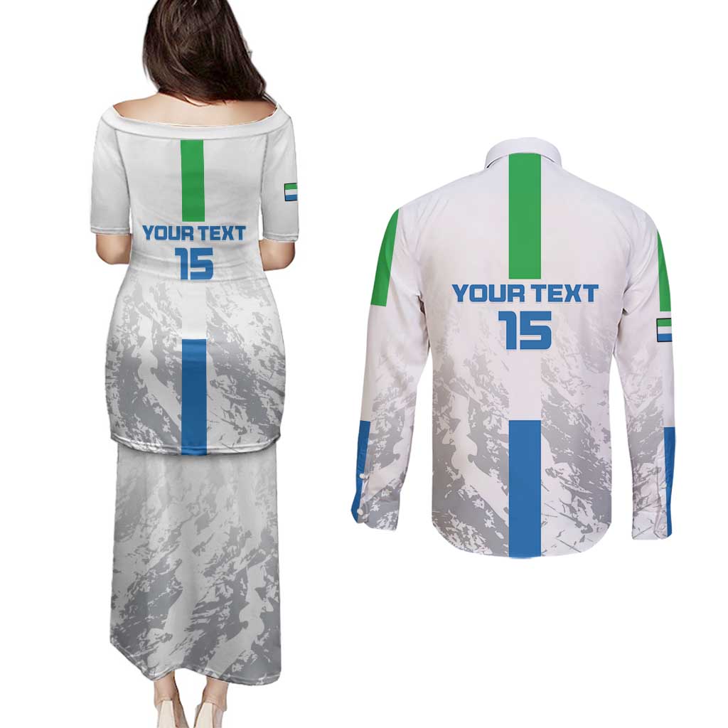 Custom Sierra Leone Football Couples Matching Puletasi and Long Sleeve Button Shirt Go Leone Stars - Wonder Print Shop