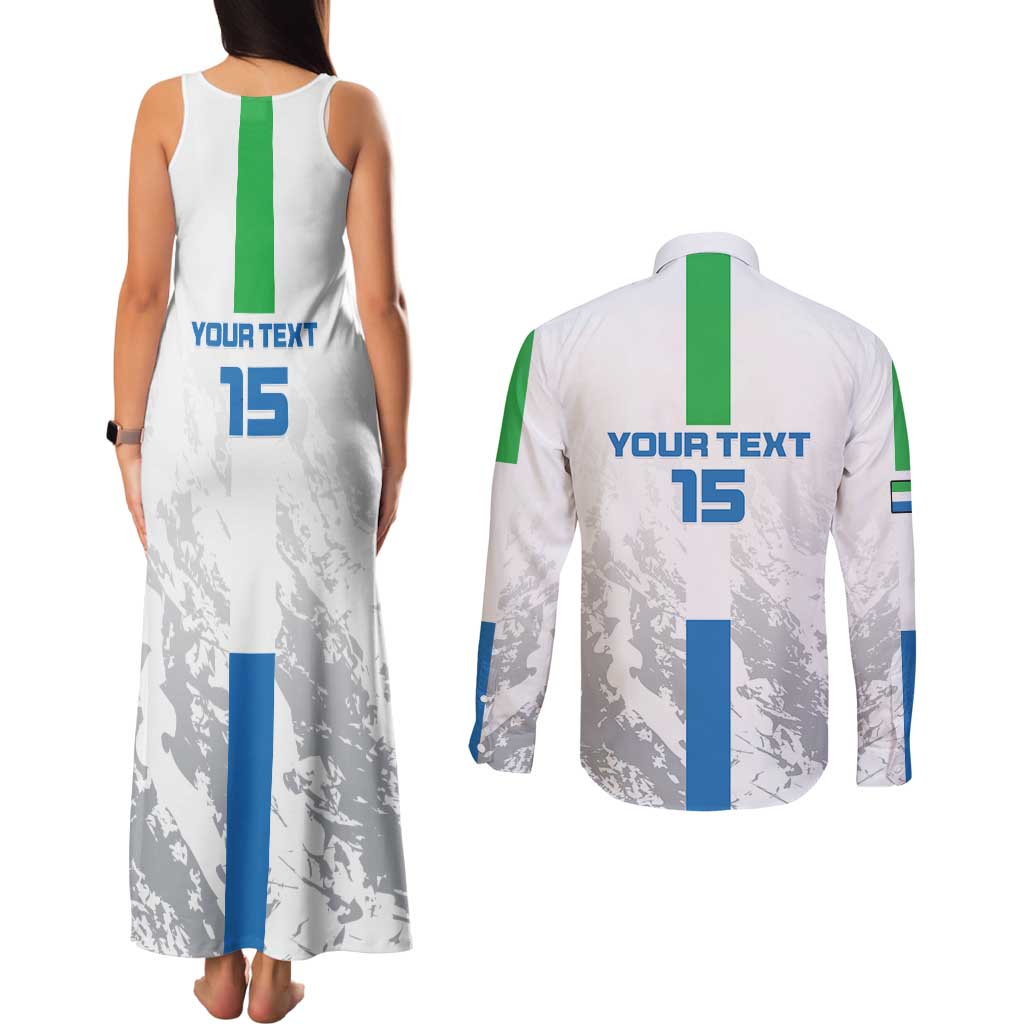 Custom Sierra Leone Football Couples Matching Tank Maxi Dress and Long Sleeve Button Shirt Go Leone Stars - Wonder Print Shop