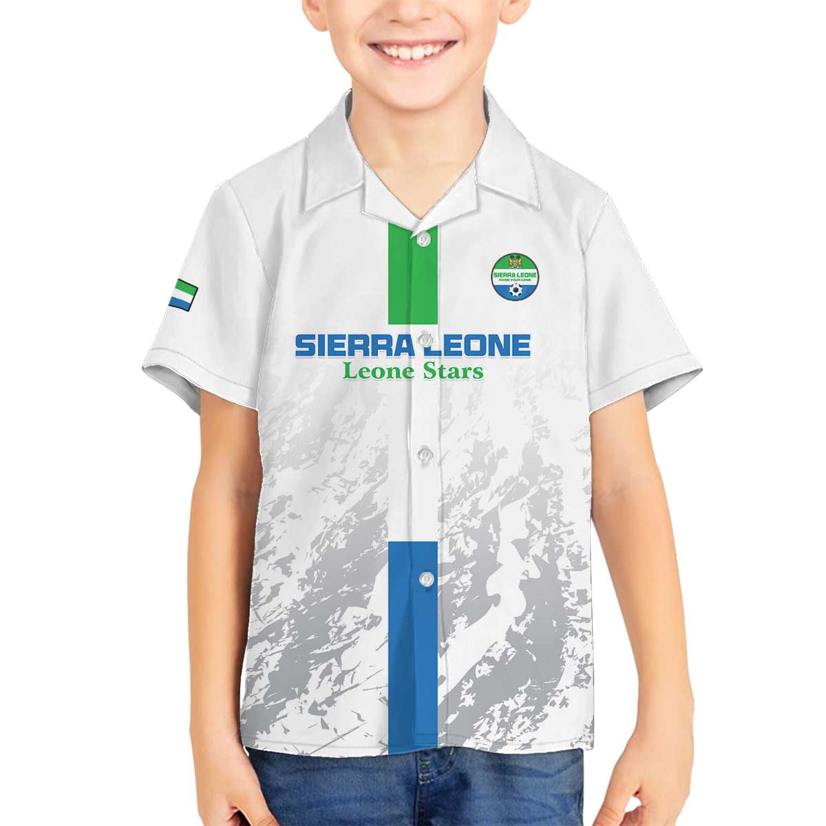 Custom Sierra Leone Football Family Matching Off The Shoulder Long Sleeve Dress and Hawaiian Shirt Go Leone Stars - Wonder Print Shop