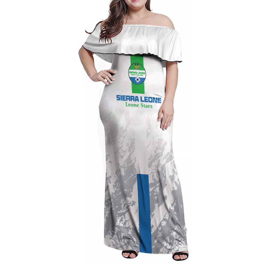 Custom Sierra Leone Football Family Matching Off Shoulder Maxi Dress and Hawaiian Shirt Go Leone Stars - Wonder Print Shop