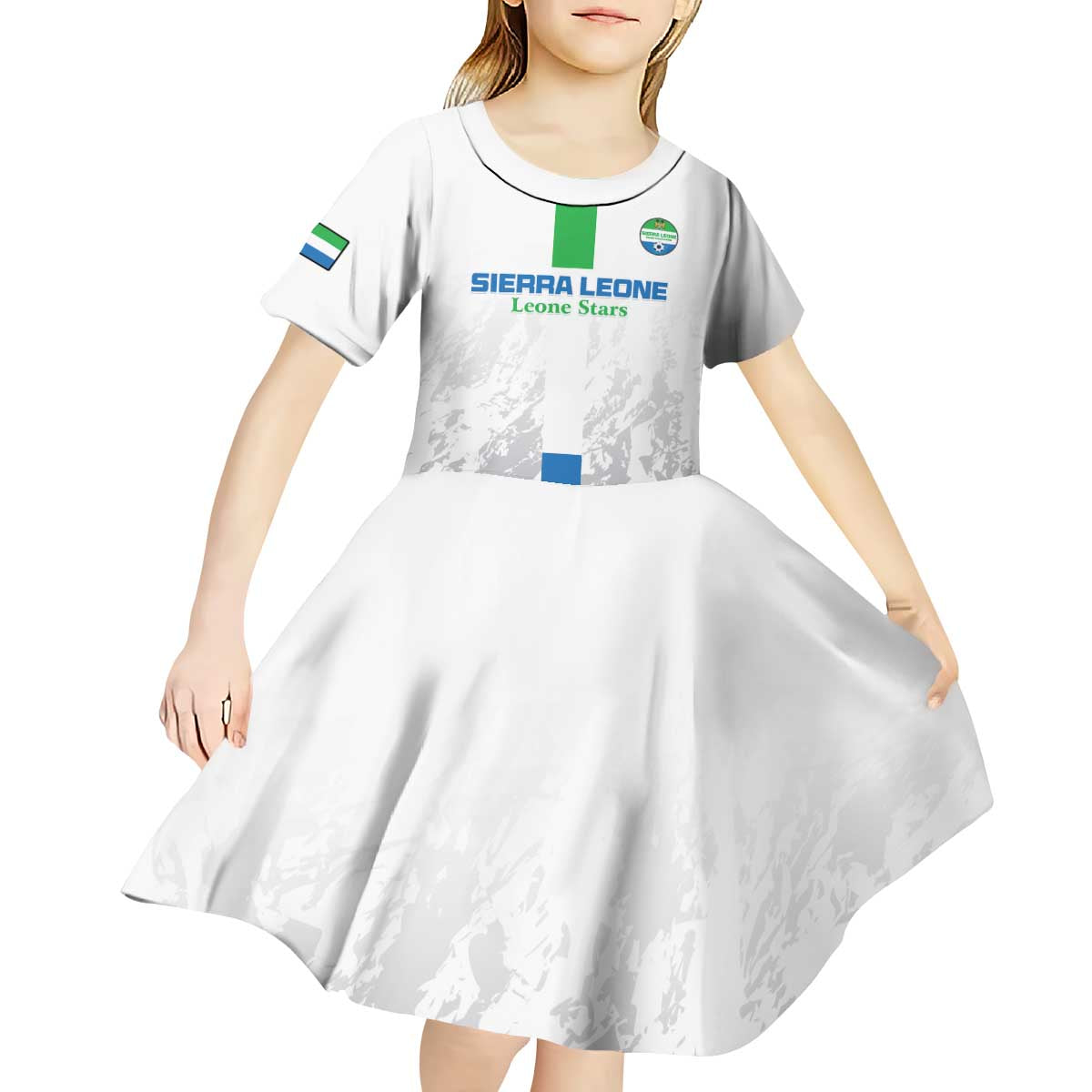 Custom Sierra Leone Football Kid Short Sleeve Dress Go Leone Stars - Wonder Print Shop
