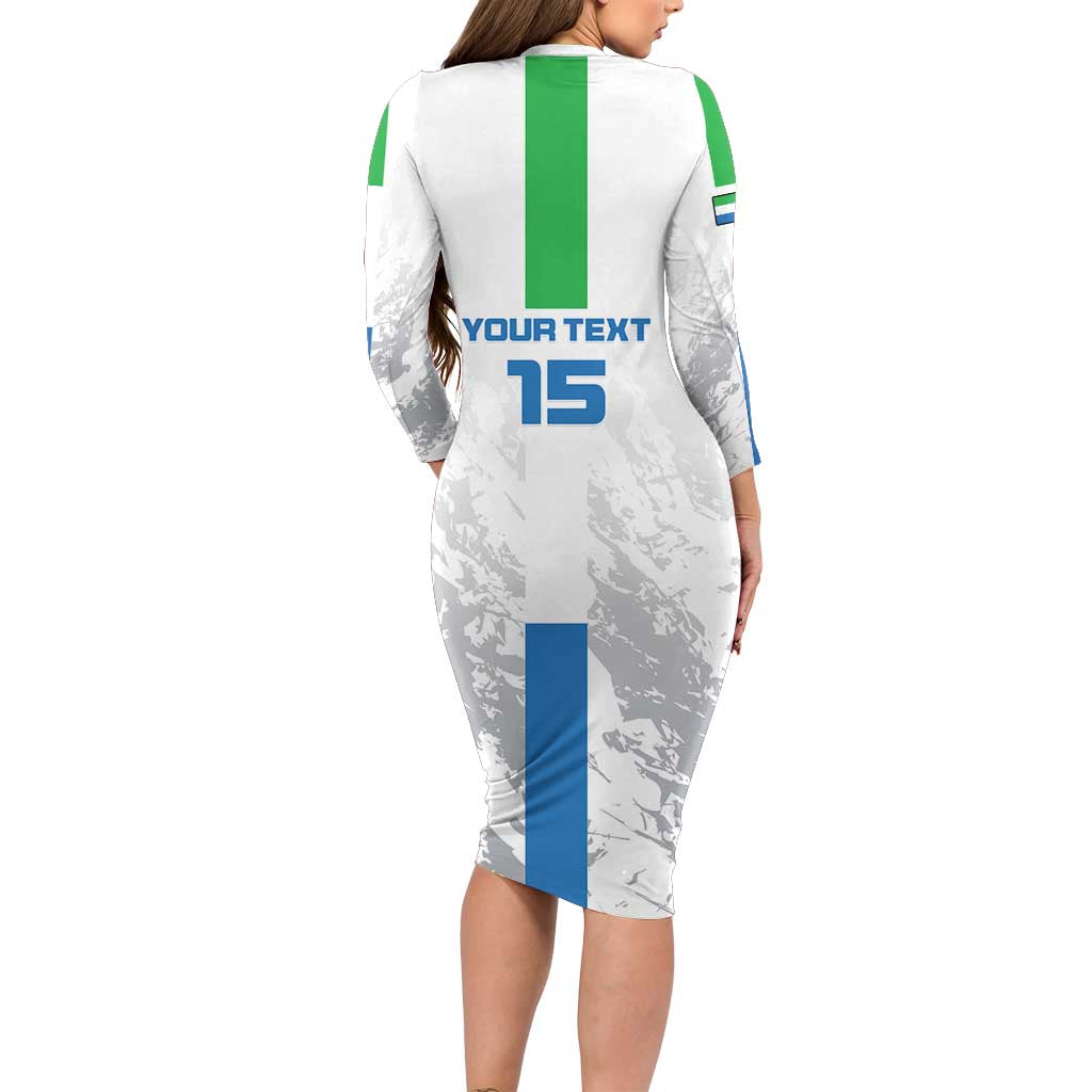 Custom Sierra Leone Football Long Sleeve Bodycon Dress Go Leone Stars - Wonder Print Shop