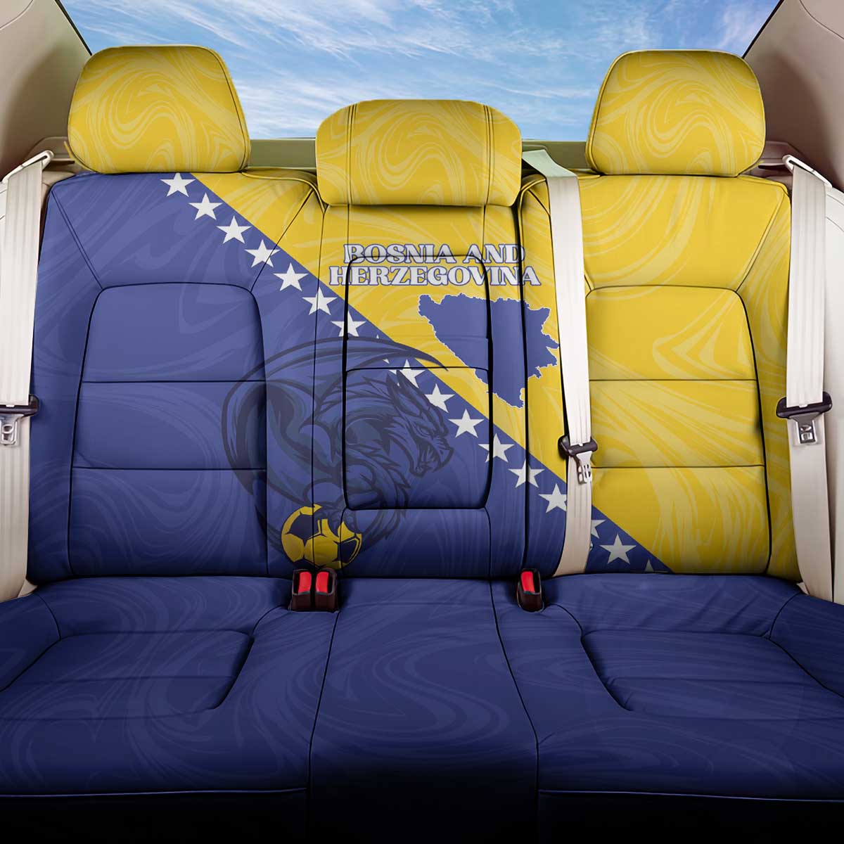 Bosnia and Herzegovina Football 2026 Back Car Seat Cover The Dragons Of Europe - Wonder Print Shop