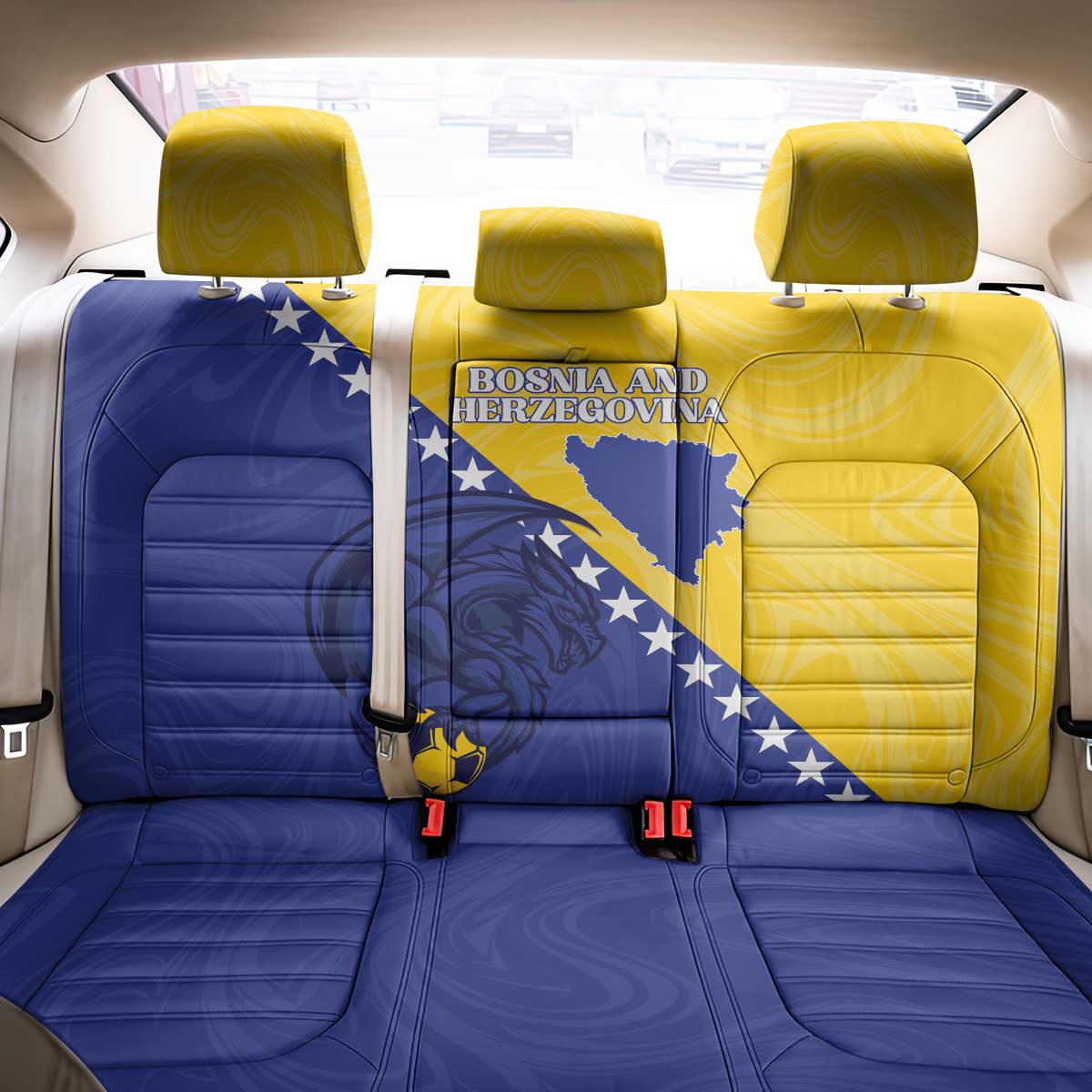 Bosnia and Herzegovina Football 2026 Back Car Seat Cover The Dragons Of Europe - Wonder Print Shop