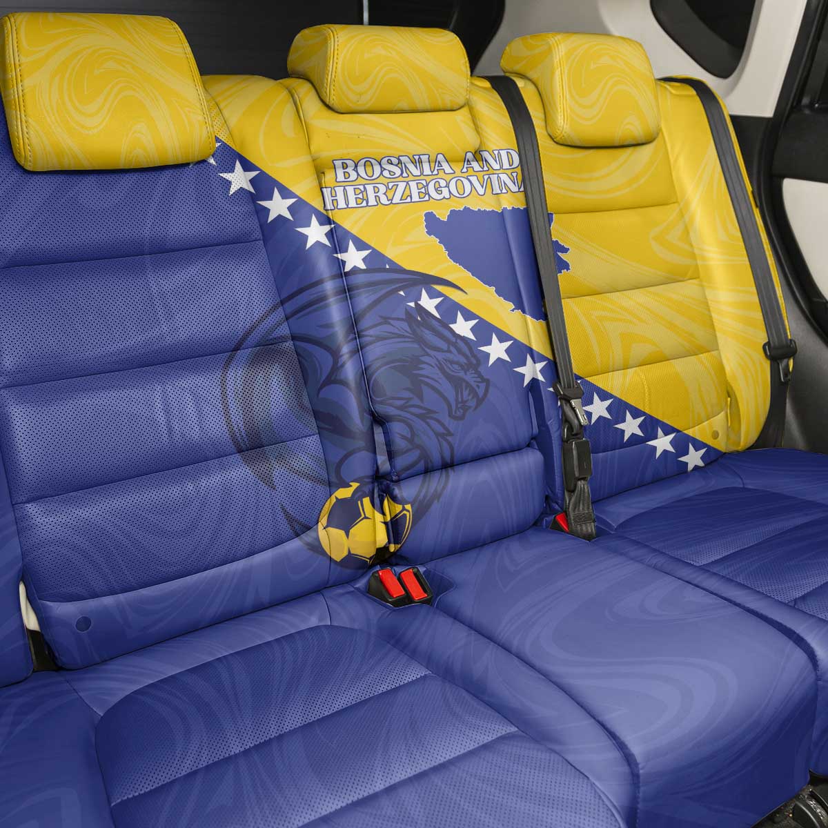 Bosnia and Herzegovina Football 2026 Back Car Seat Cover The Dragons Of Europe - Wonder Print Shop
