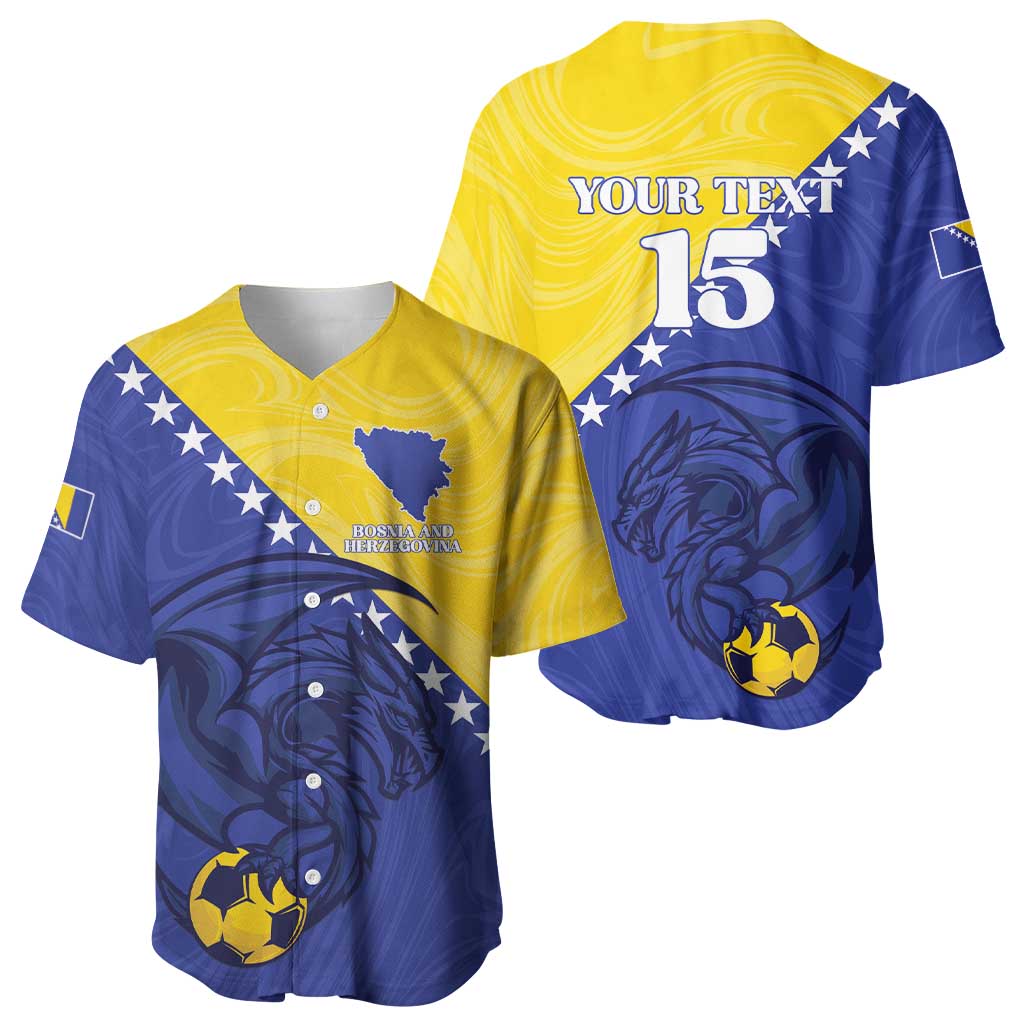Custom Bosnia and Herzegovina Football 2026 Baseball Jersey The Dragons Of Europe - Wonder Print Shop