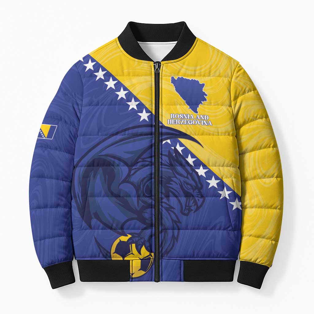 Custom Bosnia and Herzegovina Football 2026 Bomber Puffer Jacket The Dragons Of Europe - Wonder Print Shop