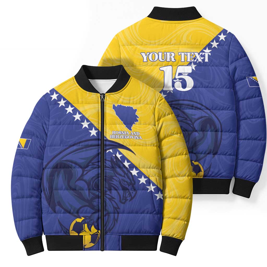 Custom Bosnia and Herzegovina Football 2026 Bomber Puffer Jacket The Dragons Of Europe - Wonder Print Shop