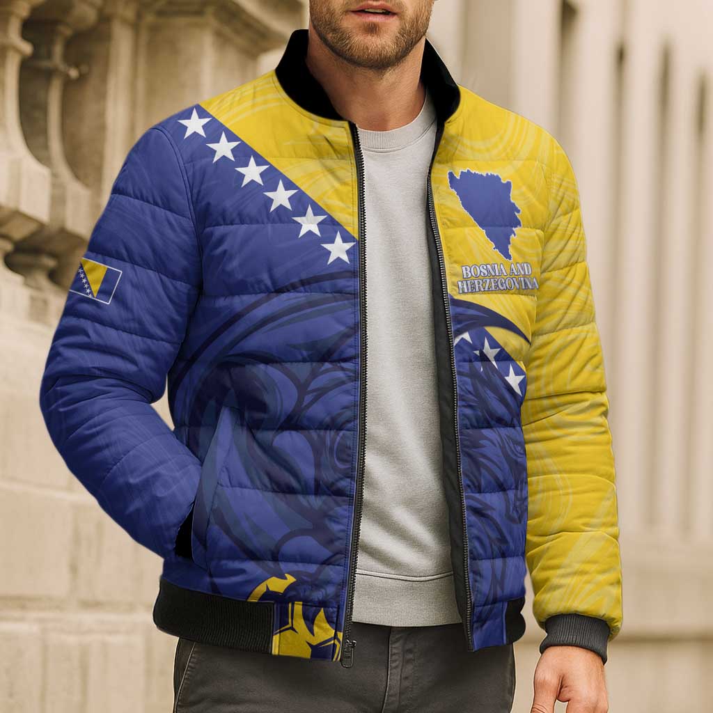 Custom Bosnia and Herzegovina Football 2026 Bomber Puffer Jacket The Dragons Of Europe - Wonder Print Shop