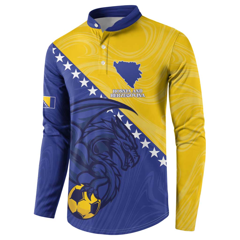 Custom Bosnia and Herzegovina Football 2026 Button Sweatshirt The Dragons Of Europe - Wonder Print Shop