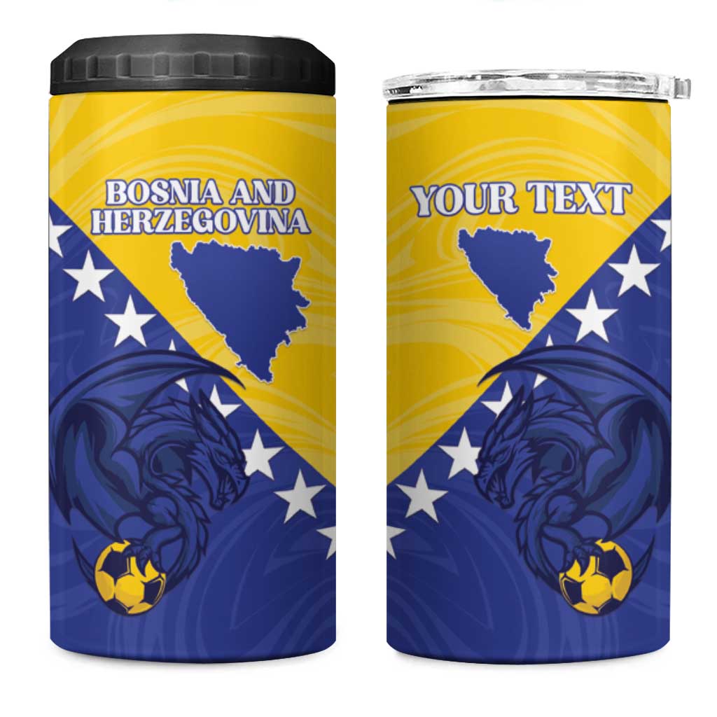 Custom Bosnia and Herzegovina Football 2026 4 in 1 Can Cooler Tumbler The Dragons Of Europe - Wonder Print Shop