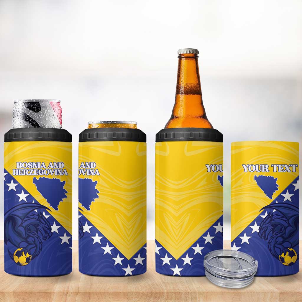 Custom Bosnia and Herzegovina Football 2026 4 in 1 Can Cooler Tumbler The Dragons Of Europe - Wonder Print Shop