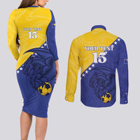 Custom Bosnia and Herzegovina Football 2026 Couples Matching Long Sleeve Bodycon Dress and Long Sleeve Button Shirt The Dragons Of Europe - Wonder Print Shop