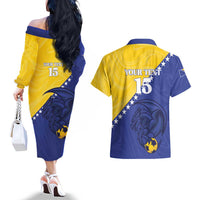 Custom Bosnia and Herzegovina Football 2026 Couples Matching Off The Shoulder Long Sleeve Dress and Hawaiian Shirt The Dragons Of Europe - Wonder Print Shop