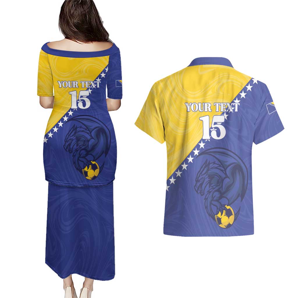 Custom Bosnia and Herzegovina Football 2026 Couples Matching Puletasi and Hawaiian Shirt The Dragons Of Europe - Wonder Print Shop