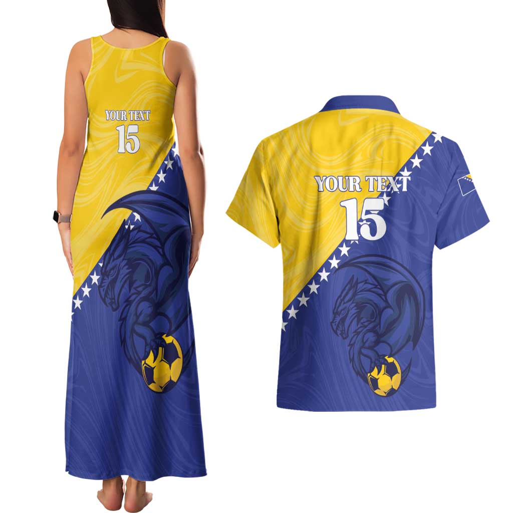 Custom Bosnia and Herzegovina Football 2026 Couples Matching Tank Maxi Dress and Hawaiian Shirt The Dragons Of Europe - Wonder Print Shop