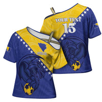 Custom Bosnia and Herzegovina Football 2026 Cross Shoulder Shirt The Dragons Of Europe - Wonder Print Shop