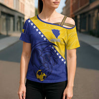 Custom Bosnia and Herzegovina Football 2026 Cross Shoulder Shirt The Dragons Of Europe - Wonder Print Shop