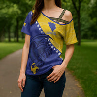 Custom Bosnia and Herzegovina Football 2026 Cross Shoulder Shirt The Dragons Of Europe - Wonder Print Shop