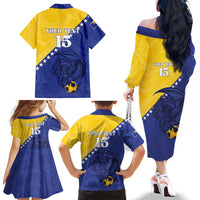 Custom Bosnia and Herzegovina Football 2026 Family Matching Off The Shoulder Long Sleeve Dress and Hawaiian Shirt The Dragons Of Europe - Wonder Print Shop