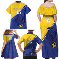 Custom Bosnia and Herzegovina Football 2026 Family Matching Off Shoulder Maxi Dress and Hawaiian Shirt The Dragons Of Europe - Wonder Print Shop