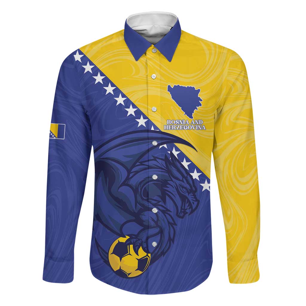 Custom Bosnia and Herzegovina Football 2026 Family Matching Off Shoulder Short Dress and Hawaiian Shirt The Dragons Of Europe - Wonder Print Shop