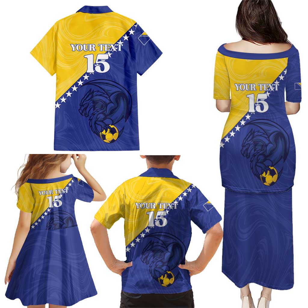 Custom Bosnia and Herzegovina Football 2026 Family Matching Puletasi and Hawaiian Shirt The Dragons Of Europe - Wonder Print Shop