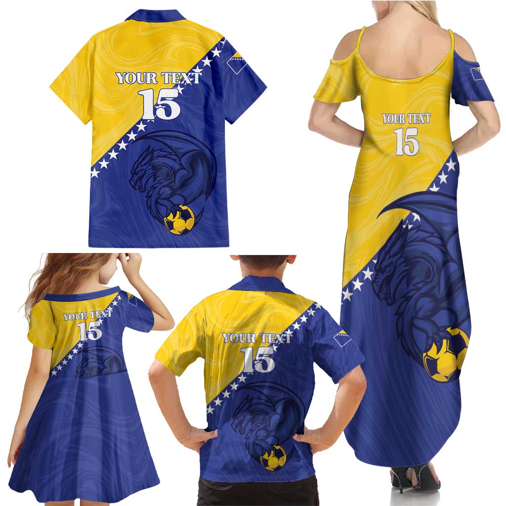 Custom Bosnia and Herzegovina Football 2026 Family Matching Summer Maxi Dress and Hawaiian Shirt The Dragons Of Europe - Wonder Print Shop