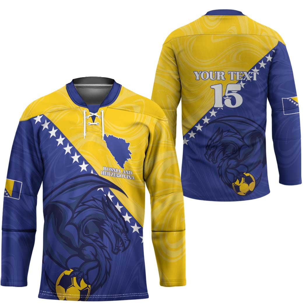 Custom Bosnia and Herzegovina Football 2026 Hockey Jersey The Dragons Of Europe - Wonder Print Shop