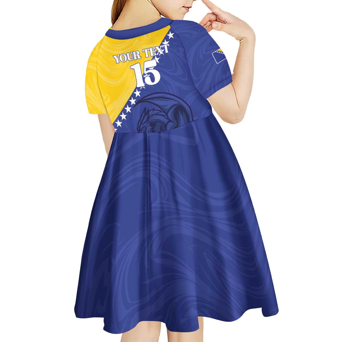 Custom Bosnia and Herzegovina Football 2026 Kid Short Sleeve Dress The Dragons Of Europe - Wonder Print Shop