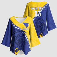 Custom Bosnia and Herzegovina Football 2026 Kimono Sleeve Blouse The Dragons Of Europe - Wonder Print Shop