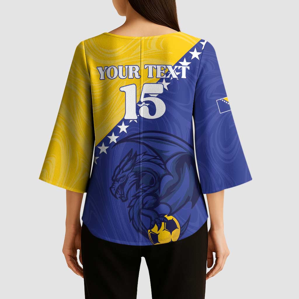 Custom Bosnia and Herzegovina Football 2026 Kimono Sleeve Blouse The Dragons Of Europe - Wonder Print Shop