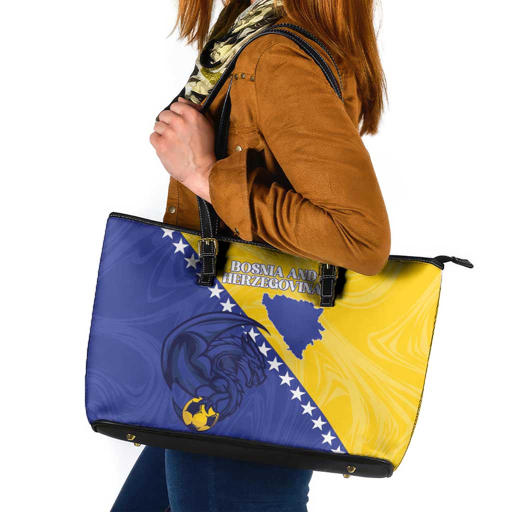 Bosnia and Herzegovina Football 2026 Leather Tote Bag The Dragons Of Europe - Wonder Print Shop