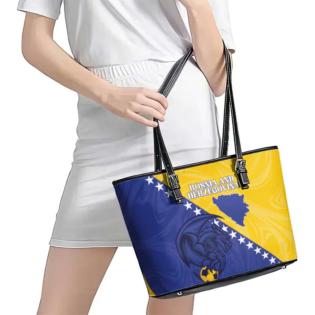 Bosnia and Herzegovina Football 2026 Leather Tote Bag The Dragons Of Europe - Wonder Print Shop