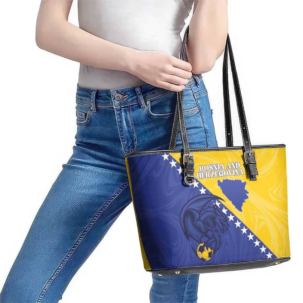 Bosnia and Herzegovina Football 2026 Leather Tote Bag The Dragons Of Europe - Wonder Print Shop