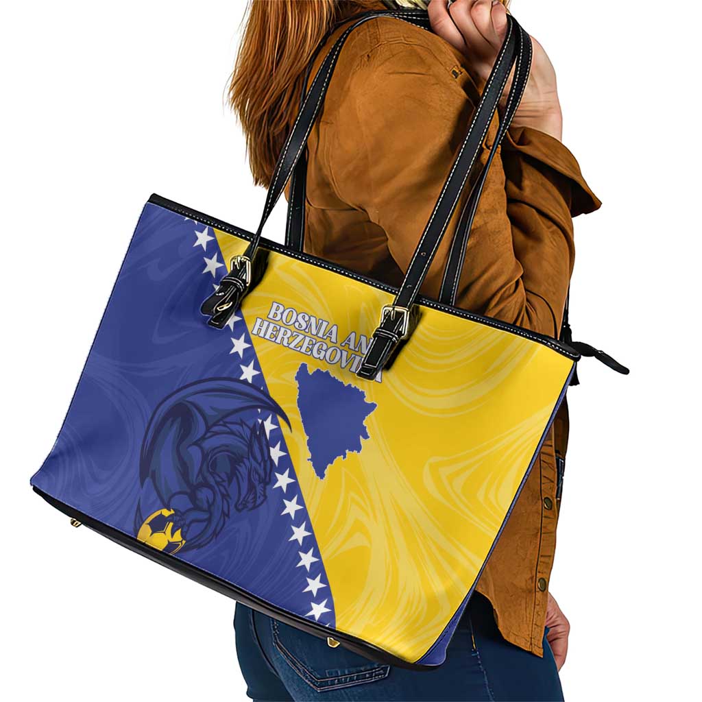 Bosnia and Herzegovina Football 2026 Leather Tote Bag The Dragons Of Europe - Wonder Print Shop